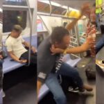 VIDEO: La brutal golpíza que recibió un venezolano en el Metro de Nueva York porque se quedó dormido en el hombro de otro sujeto