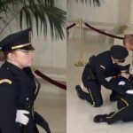 El video viral en el que una guardia de honor de EEUU se desmaya en pleno servicio de jueza fallecida