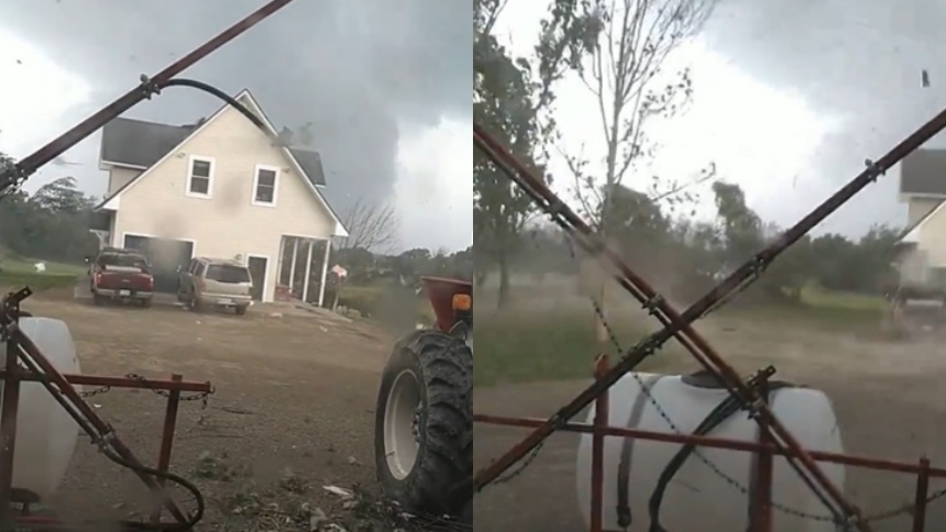 Un tornado tocó tierra cerca de Silver Creek, en Nueva York, causando daños considerables a una granja en Arkwright